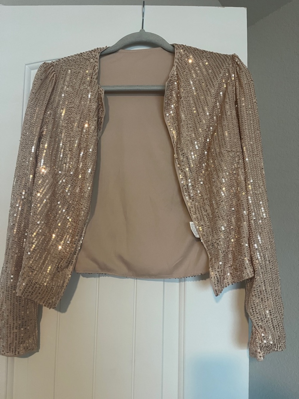 SHEIN Light Beige Sequin Jacket
